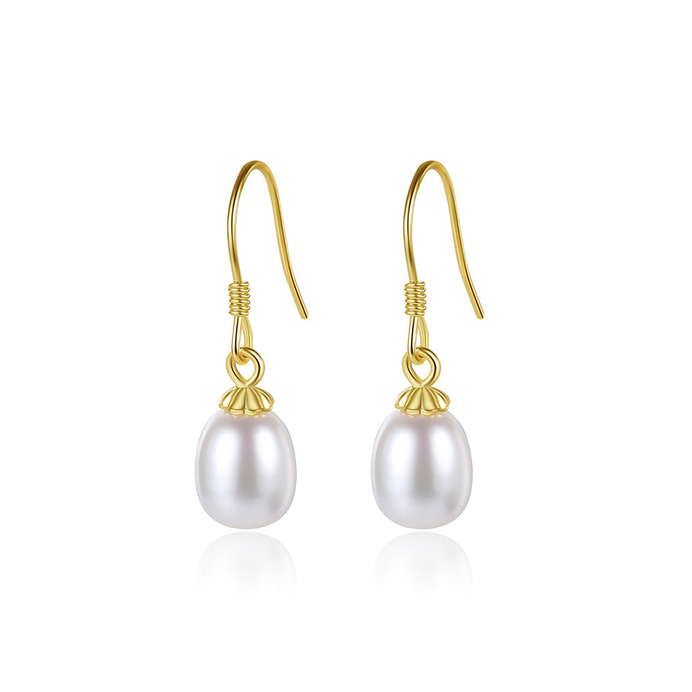 Pendientes colgantes de perla natural de plata de ley 925, joyería de moda, regalo para mujeres y niñas.