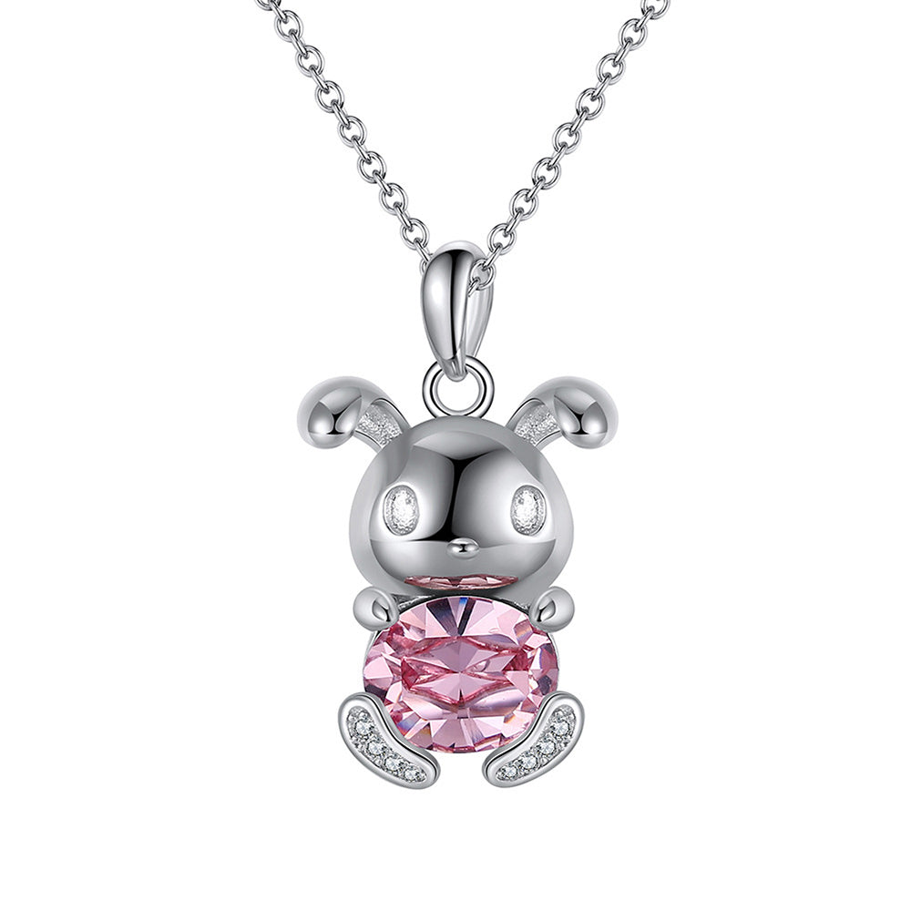 925 Sterling Silver Crystal Rabbit Necklace