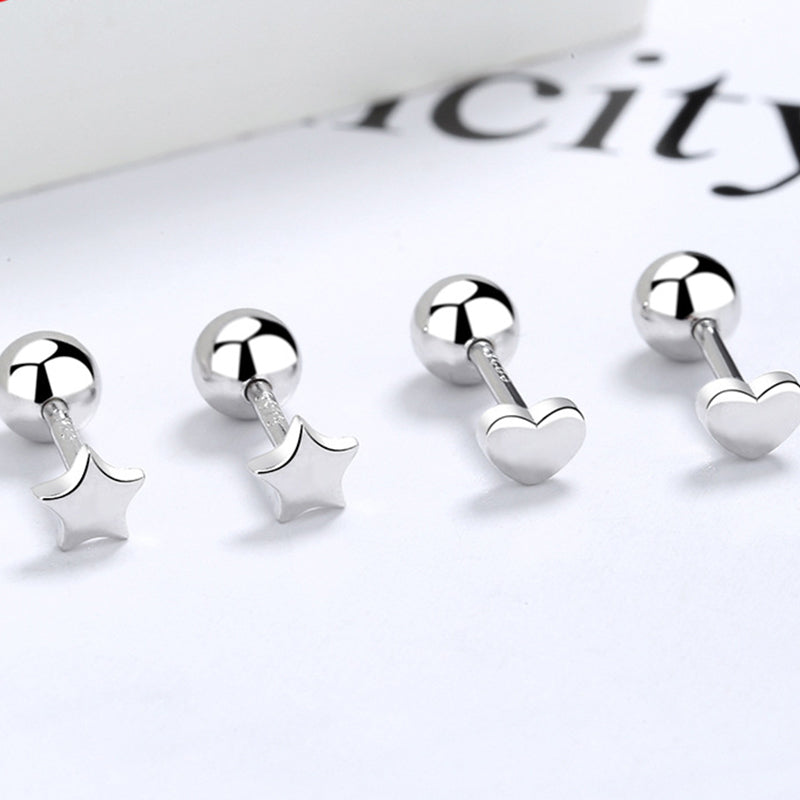 925 Sterling Silver Star Screwed Earrings