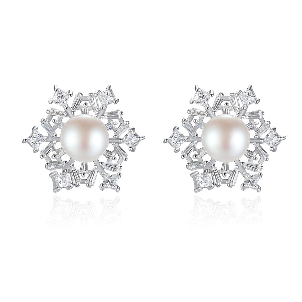 925 Sterling Silver Natural Pearl Drop Earrings Fashion Jewelry Gift for Women Girls