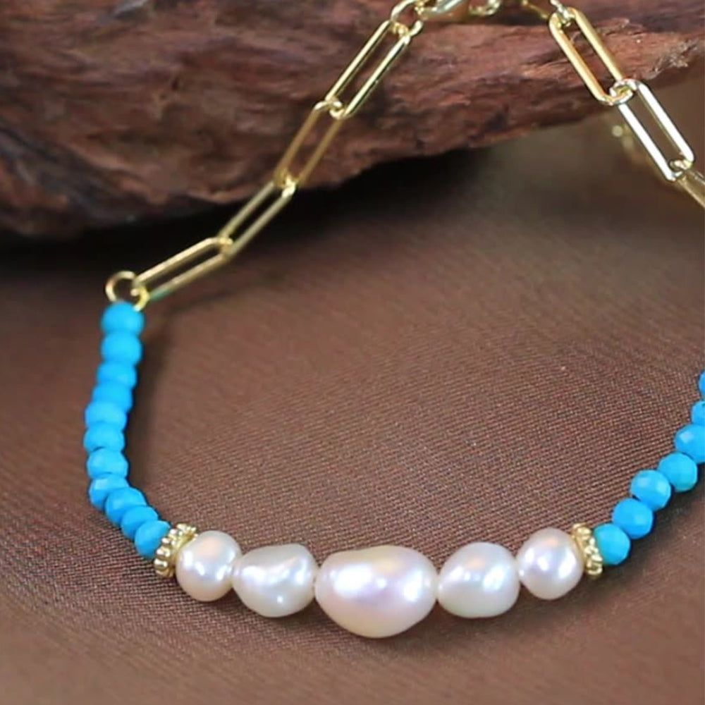 925 Sterling Silver Pearl Bracelet Fashion Jewelry Gift for Women Girls