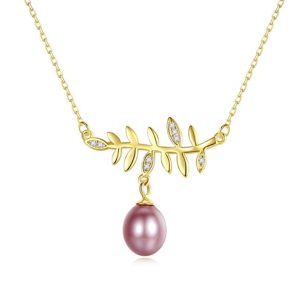 925 Sterling Silver Natural Pearl Drop Necklace Fashion Jewelry Gift for Women Girls