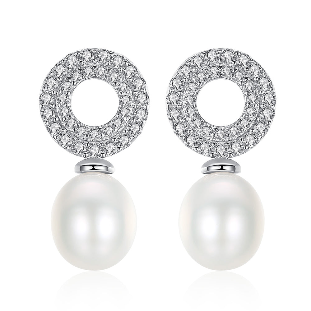 925 Sterling Silver Natural Pearl Drop Earrings Fashion Jewelry Gift for Women Girls