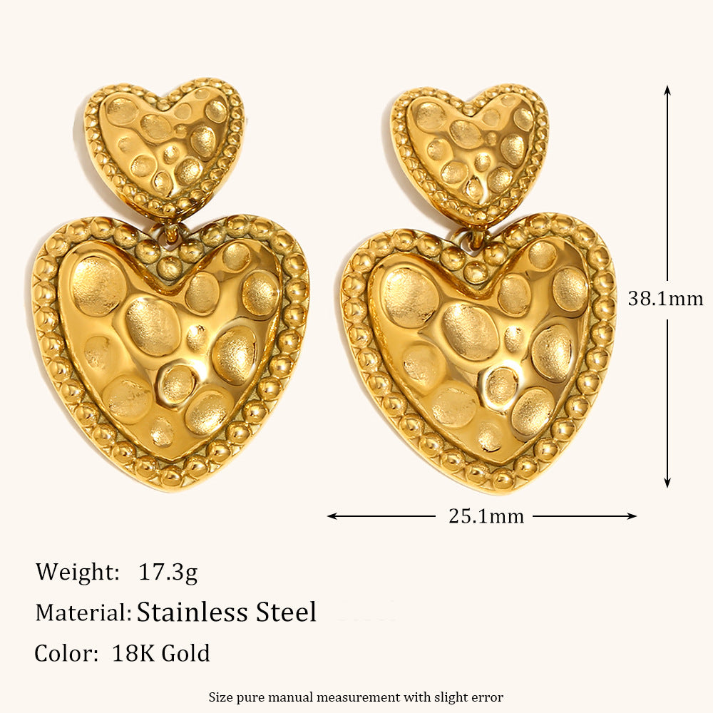316L Stainless Steel Jewelry Fashion Big Hearts Earrings
