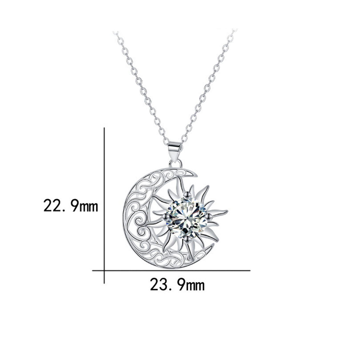 Copper With Silver Plated Moon Star Pendant Necklace