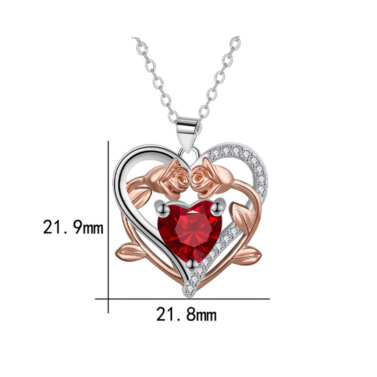 Copper With Silver/Rosegold Plated Heart Mom Pendant Necklace