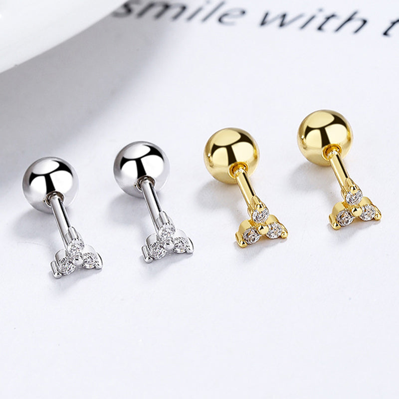 925 Sterling Silver Screw Back Stud Earrings