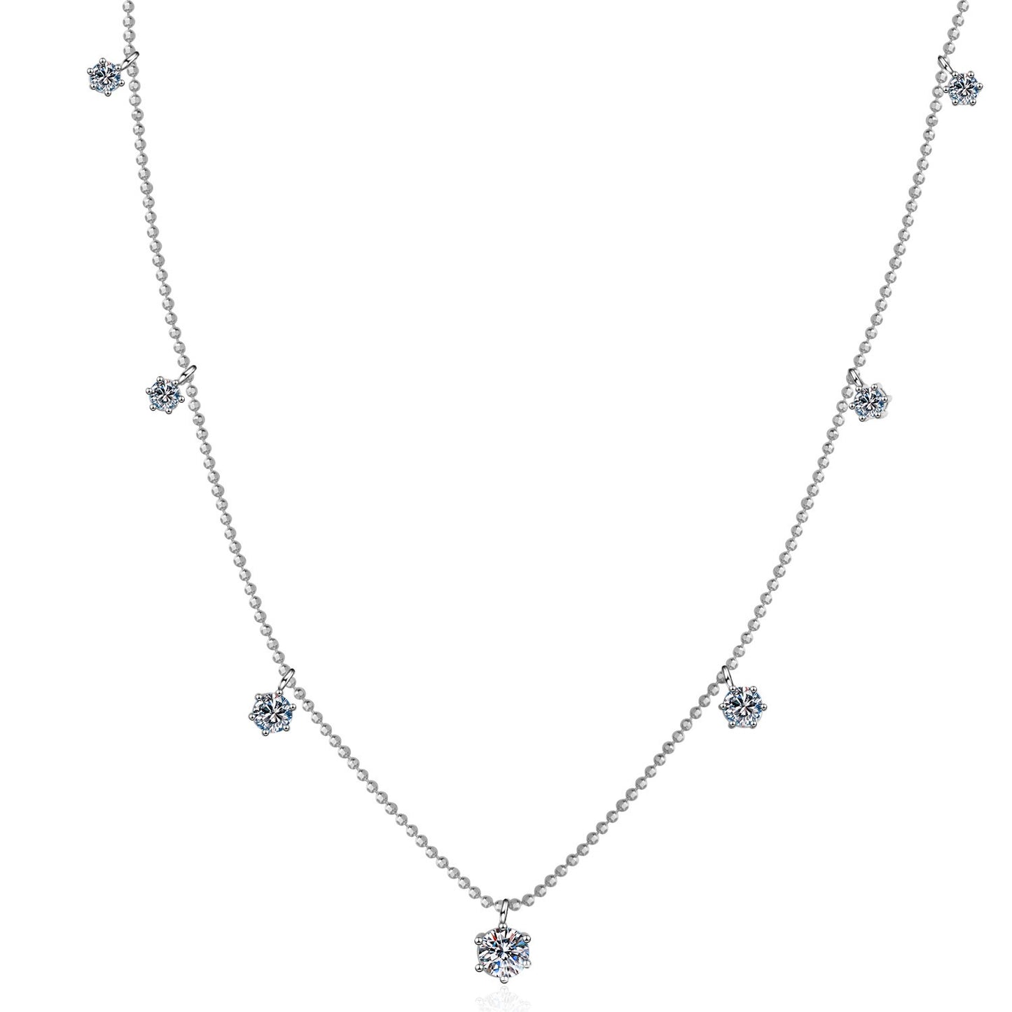925 Sterling Silver Tassel Moissanite Necklace