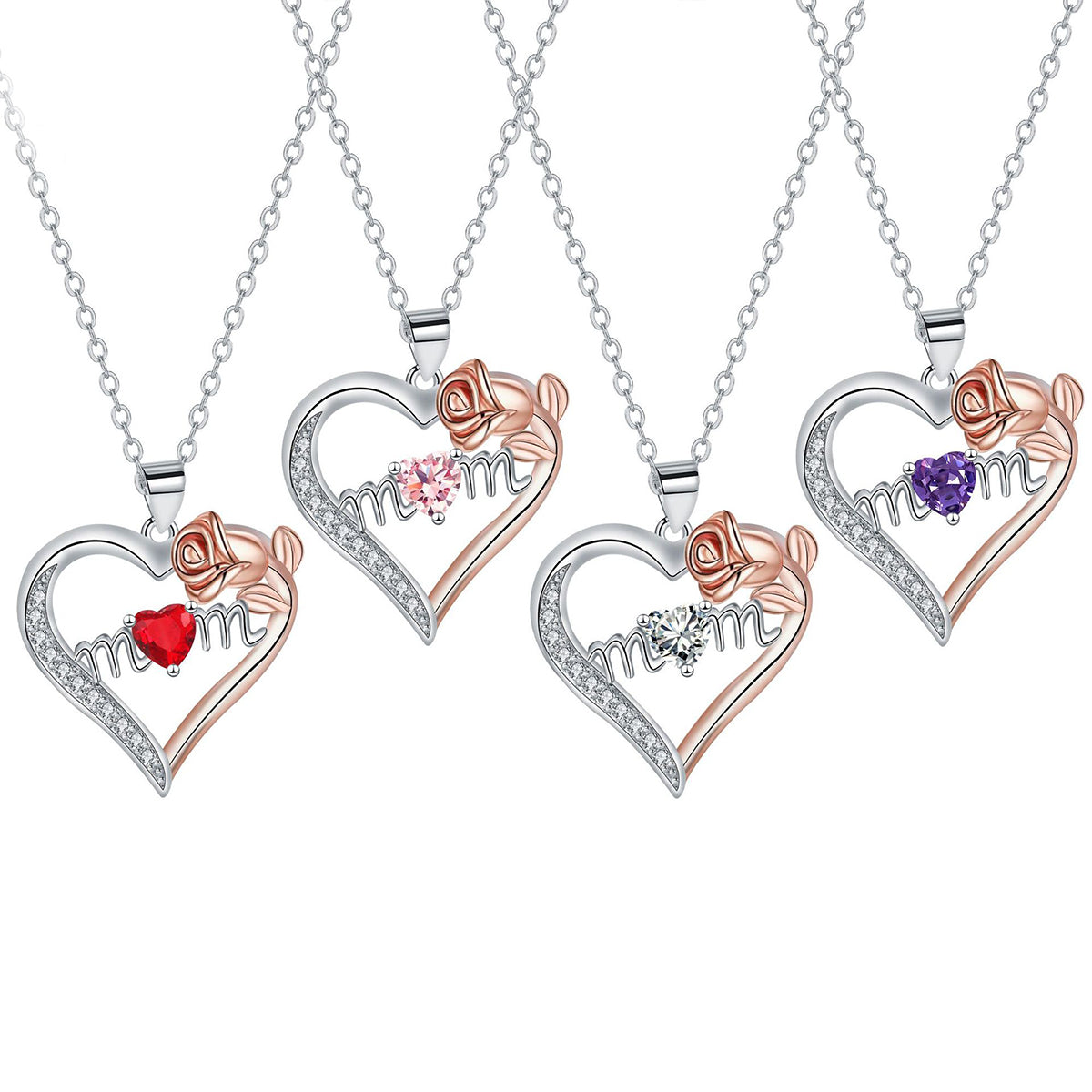 Copper With Silver/Rosegold Plated Heart Pendant Necklace