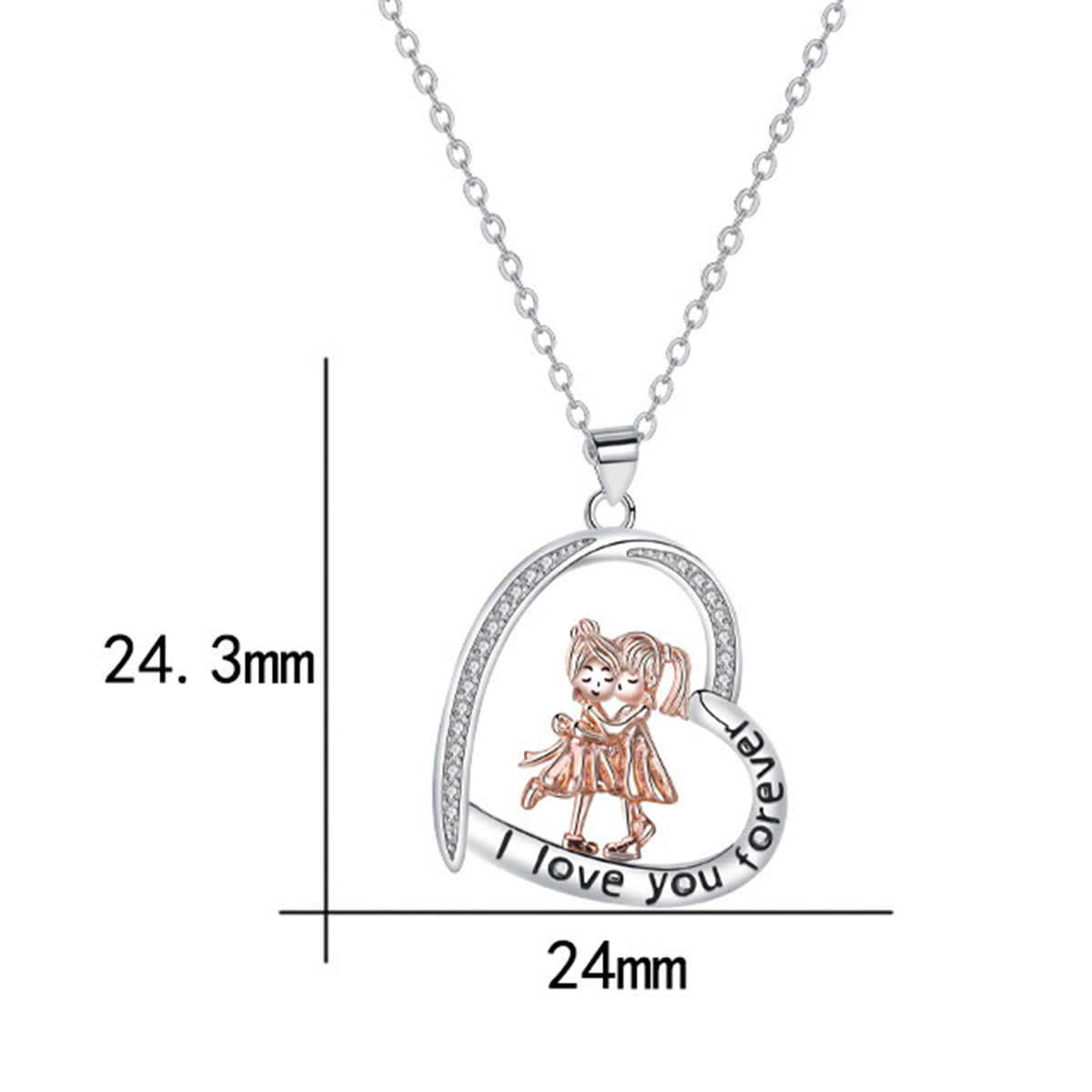 Copper With Silver/Rosegold Plated Heart Pendant Necklace
