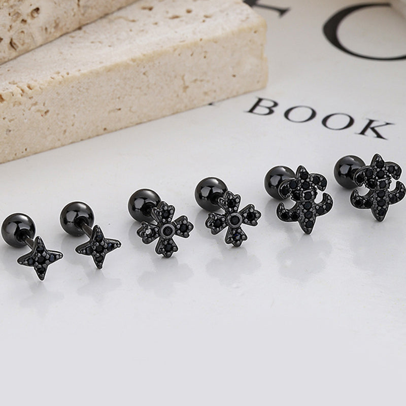 925 Sterling Silver Cross Screw Back Stud Earrings