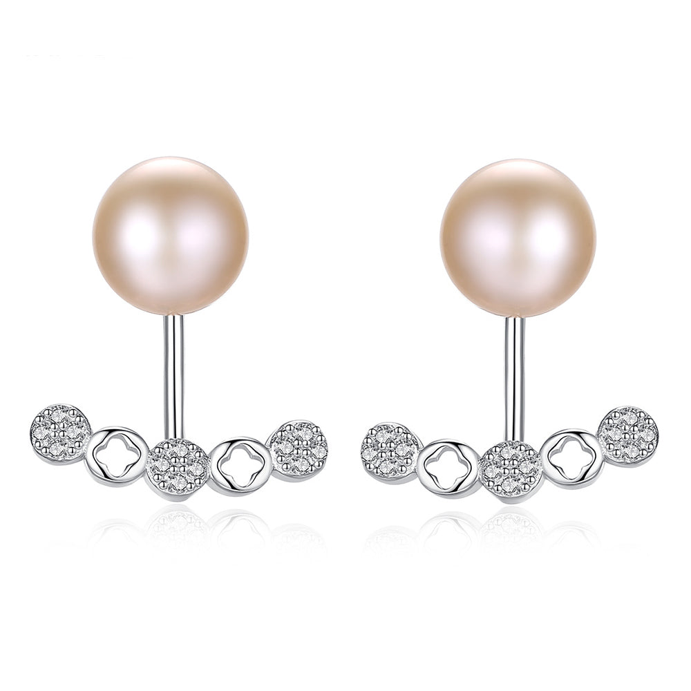 925 Sterling Silver Natural Pearl Long Drop Earrings Fashion Jewelry Gift for Women Girls