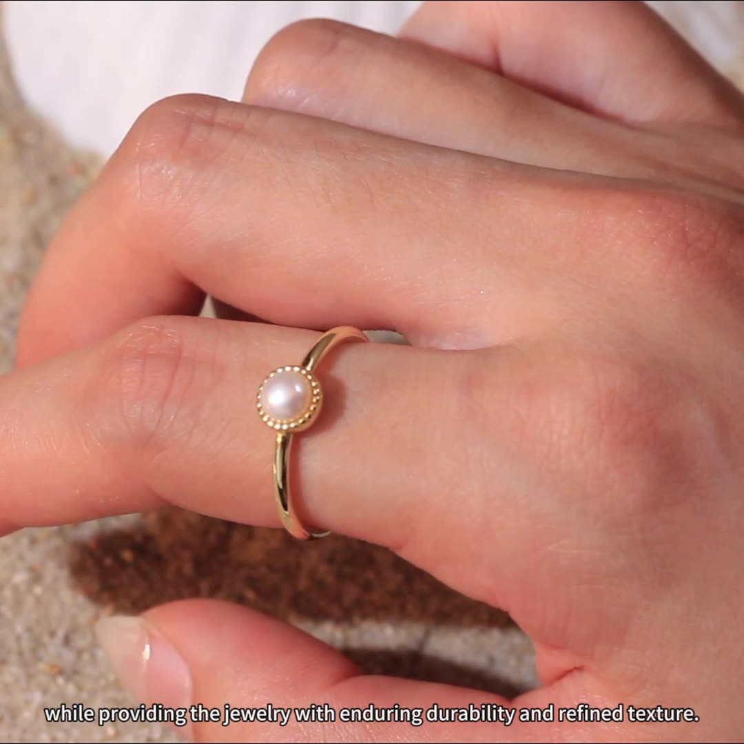925 Sterling Silver Natural Pearl Ring Fashion Jewelry Gift for Women Girls