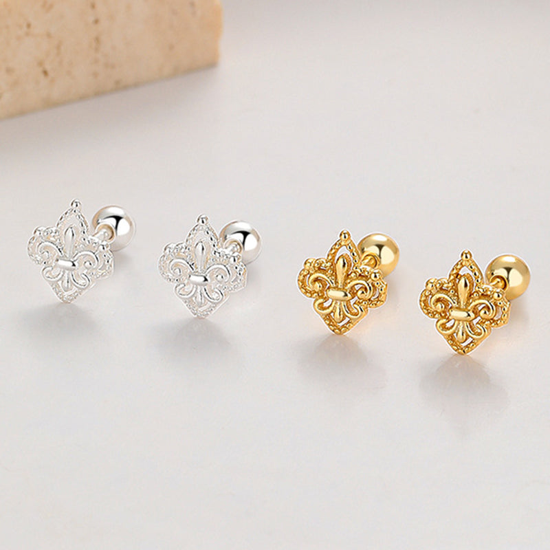 925 Sterling Silver Crosin Screw Back Stud Earrings