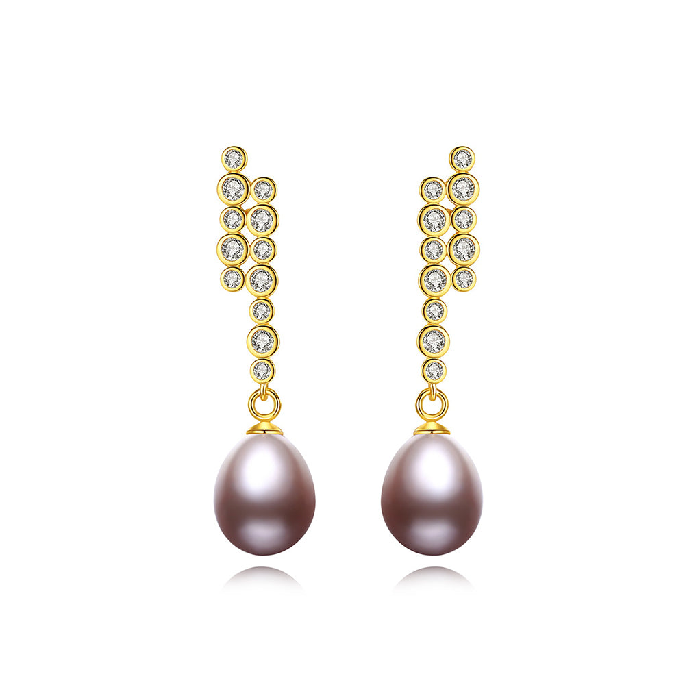 925 Sterling Silver Natural Pearl Drop Earrings Fashion Jewelry Gift for Women Girls