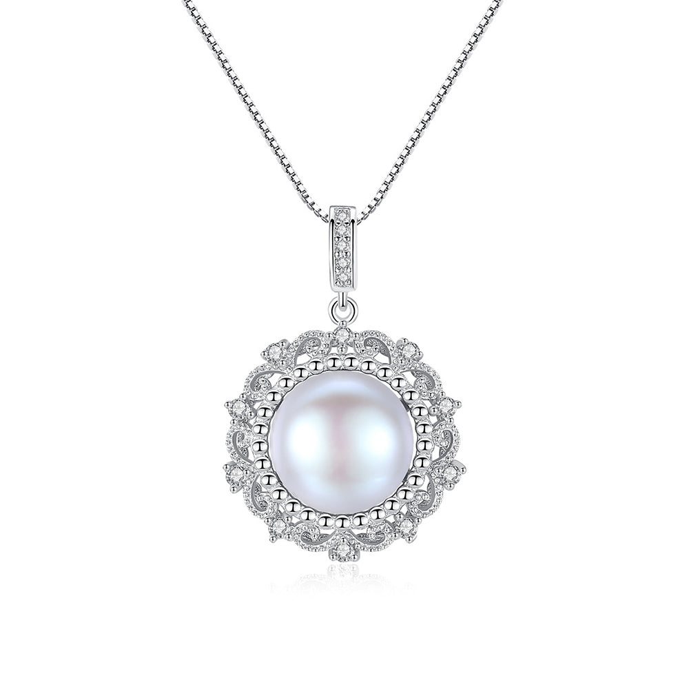 925 Sterling Silver Natural Pearl Drop Necklace Fashion Jewelry Gift for Women Girls