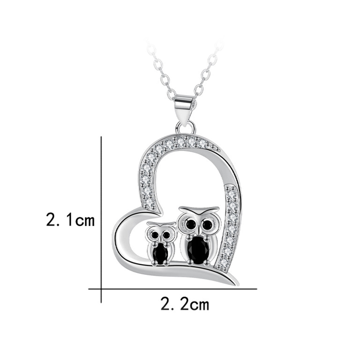 Copper With Silver Plated Heart Owls Pendant Necklace