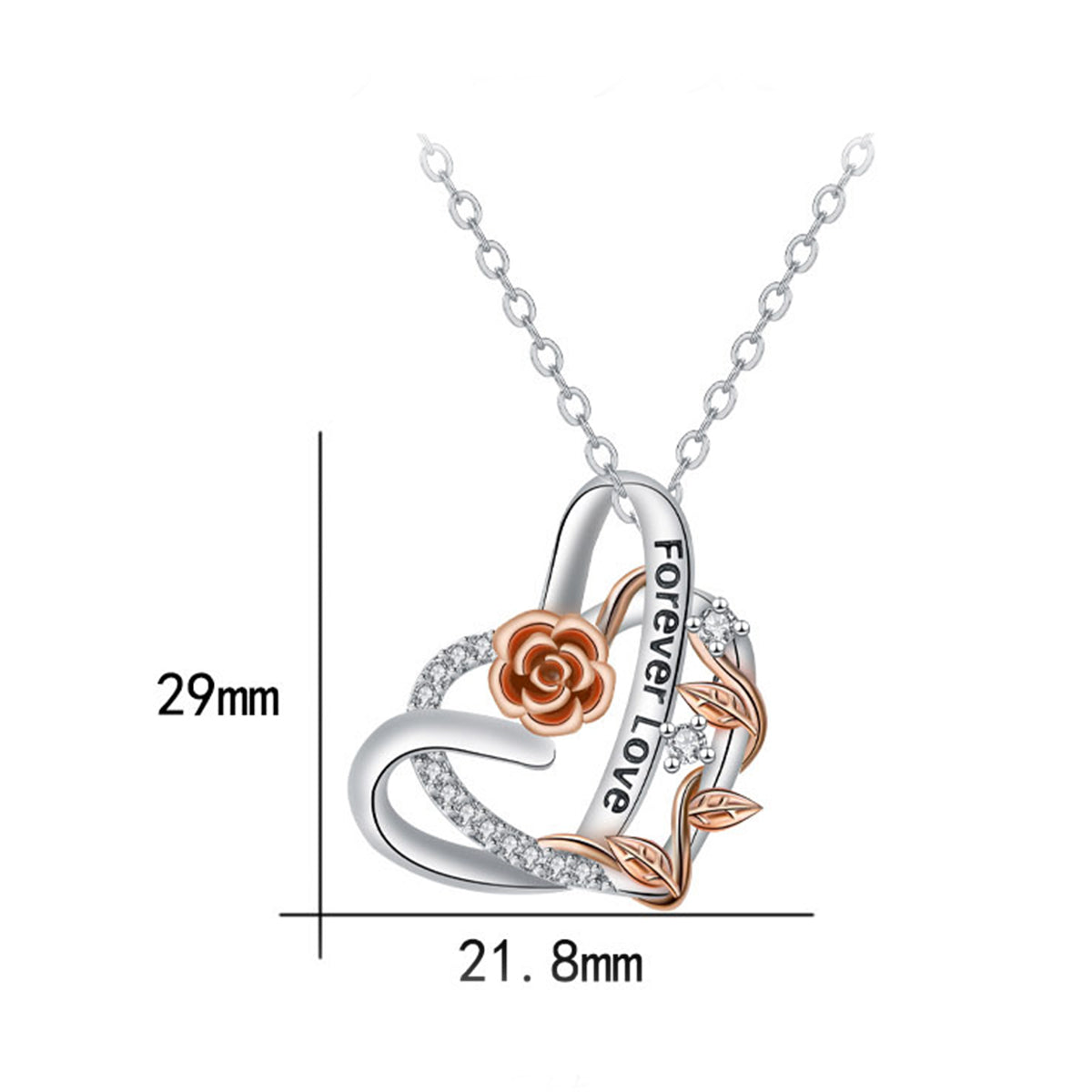Copper With Silver/Rosegold Plated Heart Pendant Necklace