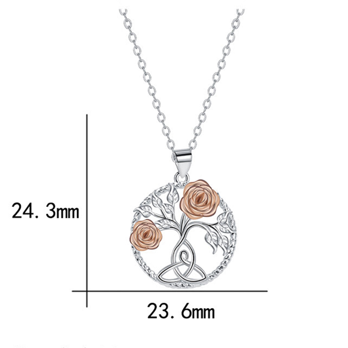 Copper With Silver/Rosegold Plated Tree Pendant Necklace