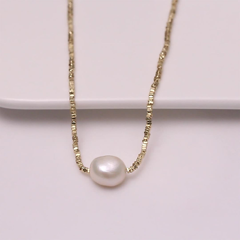 925 Sterling Silver Natural Pearl Necklace Fashion Jewelry Gift for Women Girls