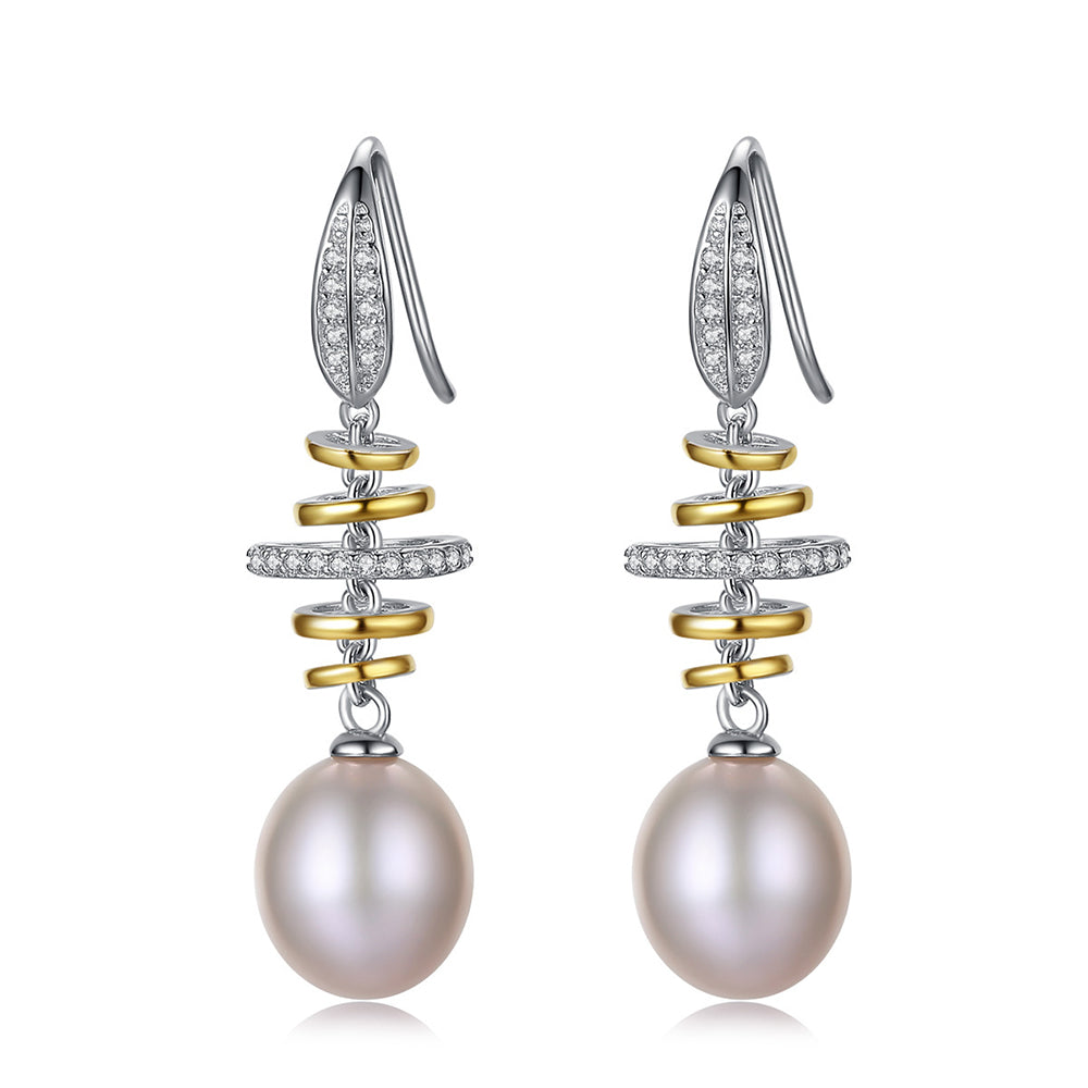 925 Sterling Silver Natural Pearl Drop Earrings Fashion Jewelry Gift for Women Girls