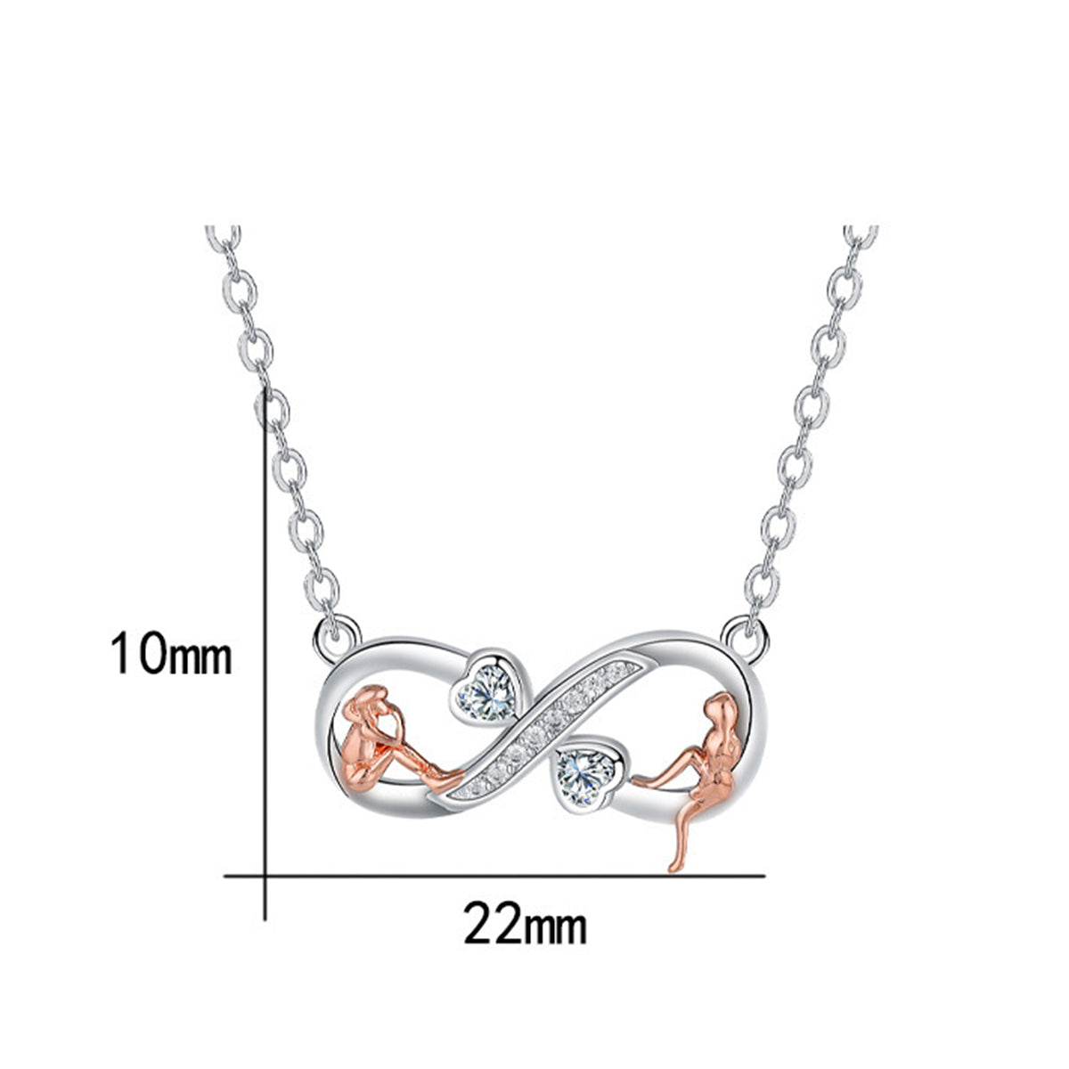 Copper With Silver/Rosegold Plated Infinity Pendant Necklace