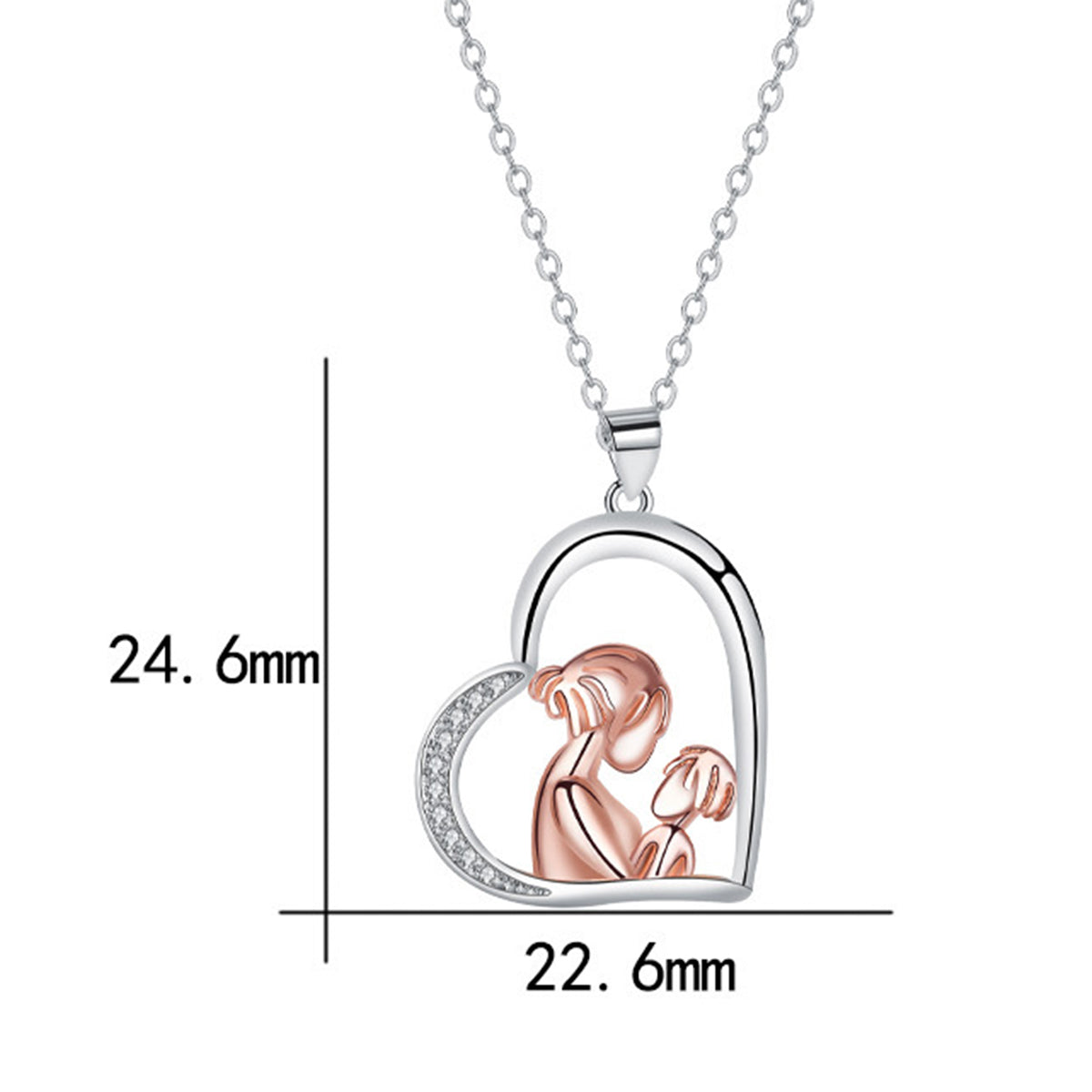 Copper With Silver/Rosegold Plated Heart Pendant Necklace