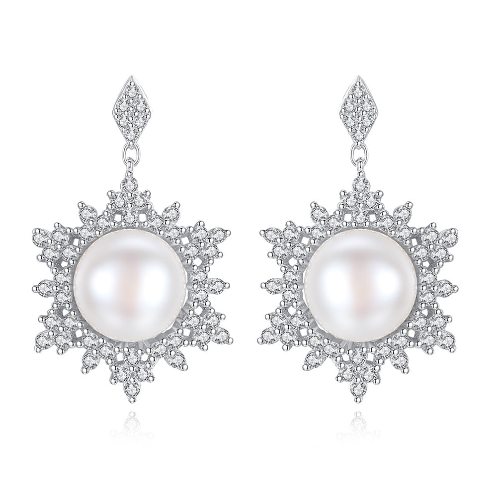 925 Sterling Silver Natural Pearl Drop Earrings Fashion Jewelry Gift for Women Girls