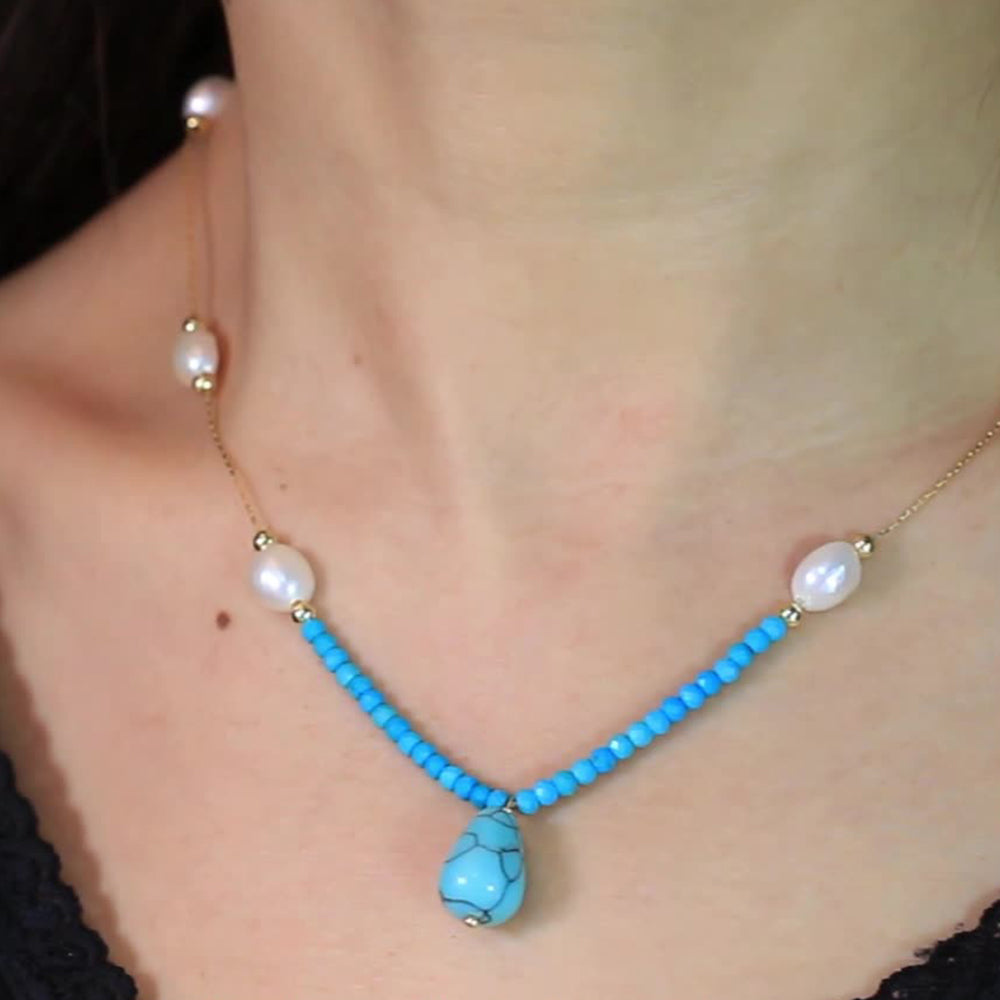 925 Sterling Silver Natural Pearl Necklace Fashion Jewelry Gift for Women Girls