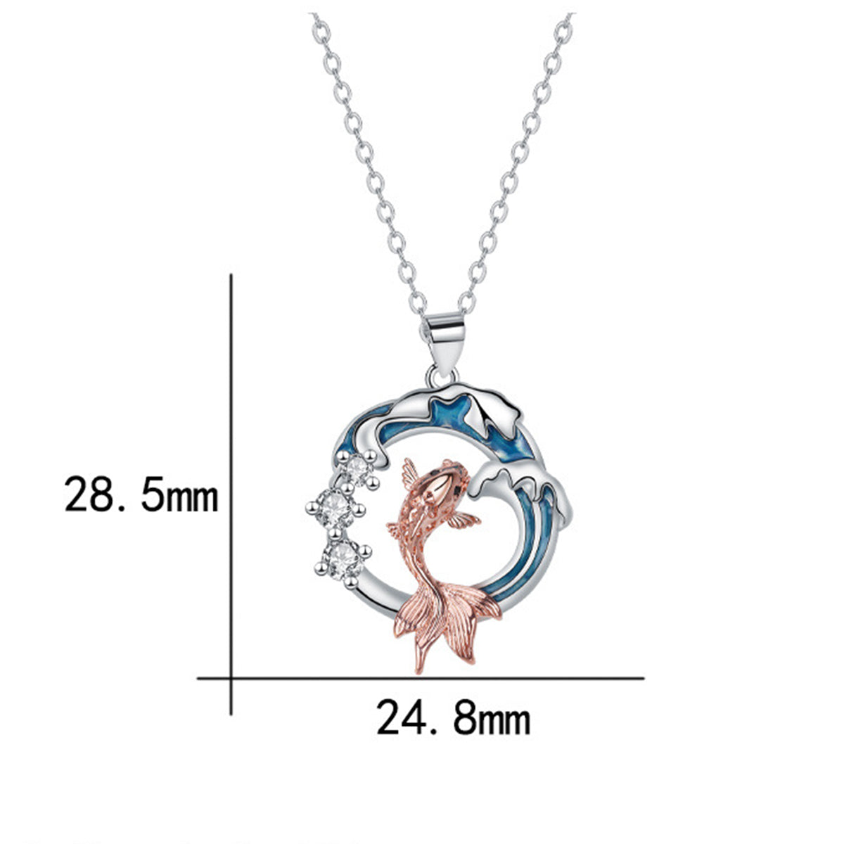 Copper With Silver/Rosegold Plated Fish Pendant Necklace
