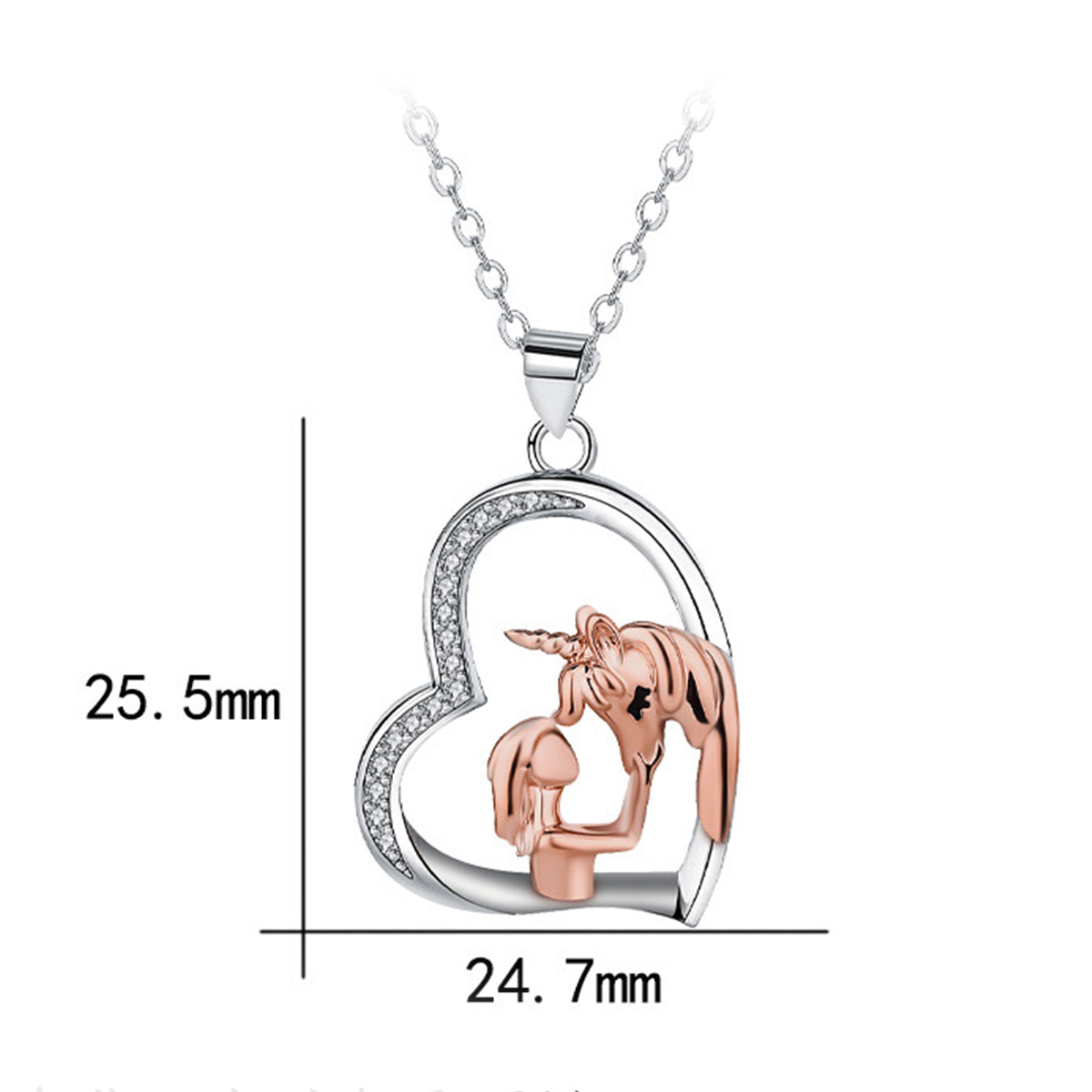 Copper With Silver/Rosegold Plated Heart Pendant Necklace for Women
