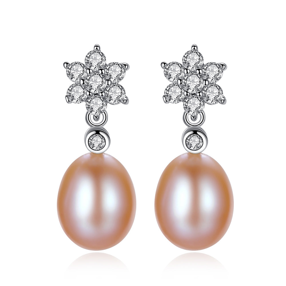 925 Sterling Silver Natural Pearl Drop Earrings Fashion Jewelry Gift for Women Girls