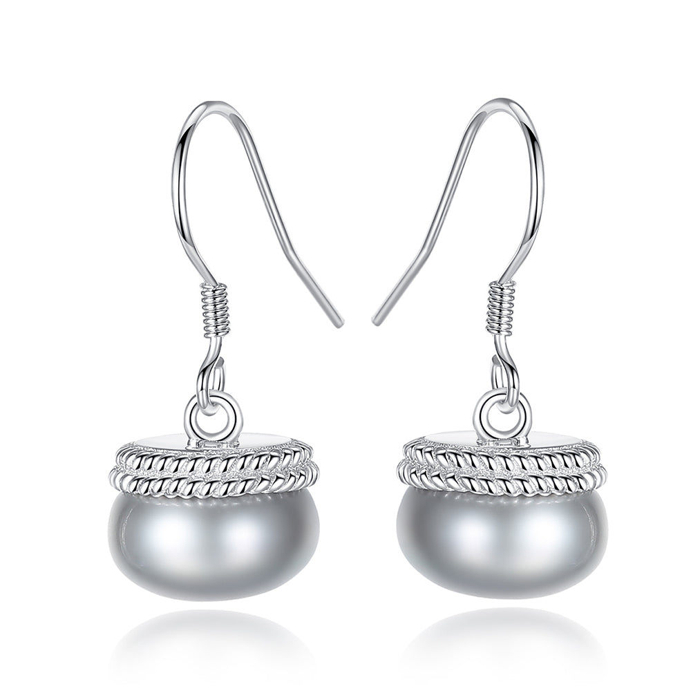 925 Sterling Silver Natural Pearl Drop Earrings Fashion Jewelry Gift for Women Girls