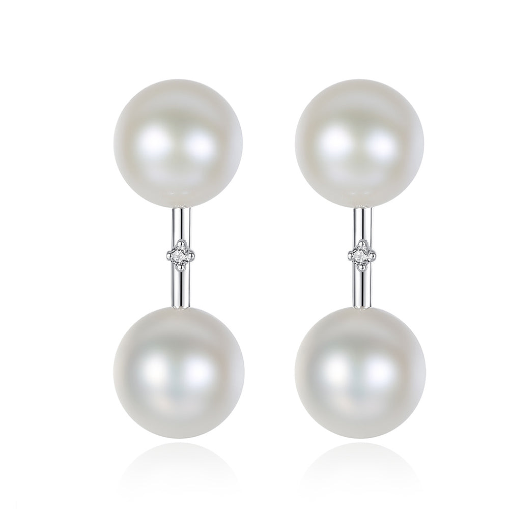 925 Sterling Silver Natural Pearl Long Drop Earrings Fashion Jewelry Gift for Women Girls