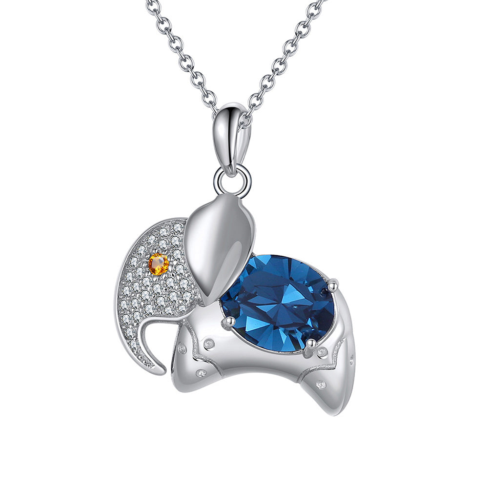 925 Sterling Silver Crystal Elephant Necklace