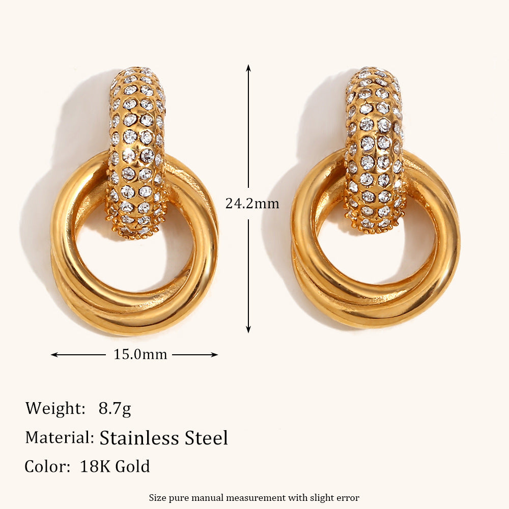 316L Stainless Steel Jewelry Fashion Zircon Earrings