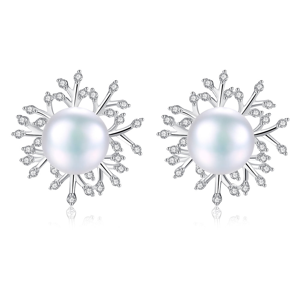 925 Sterling Silver Natural Pearl Drop Earrings Fashion Jewelry Gift for Women Girls