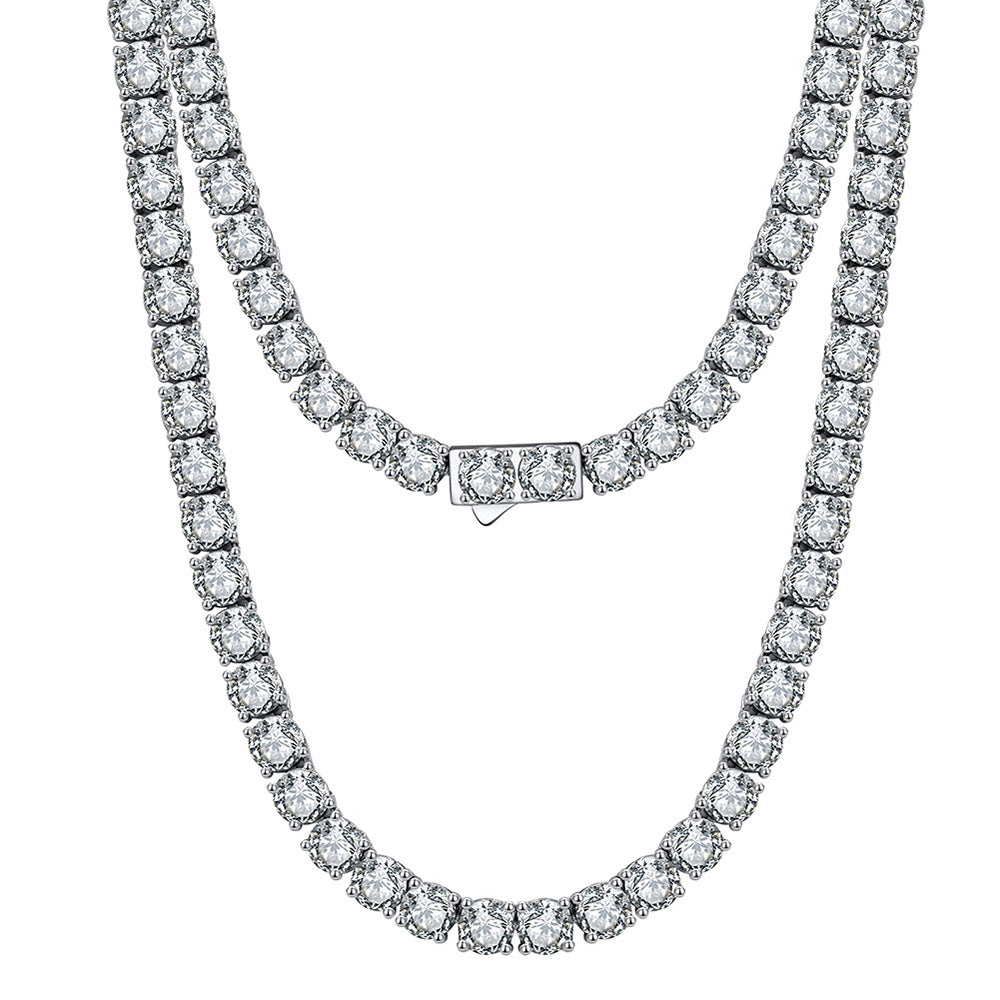 925 Sterling Silver 3mm 4mm Tennis Necklace