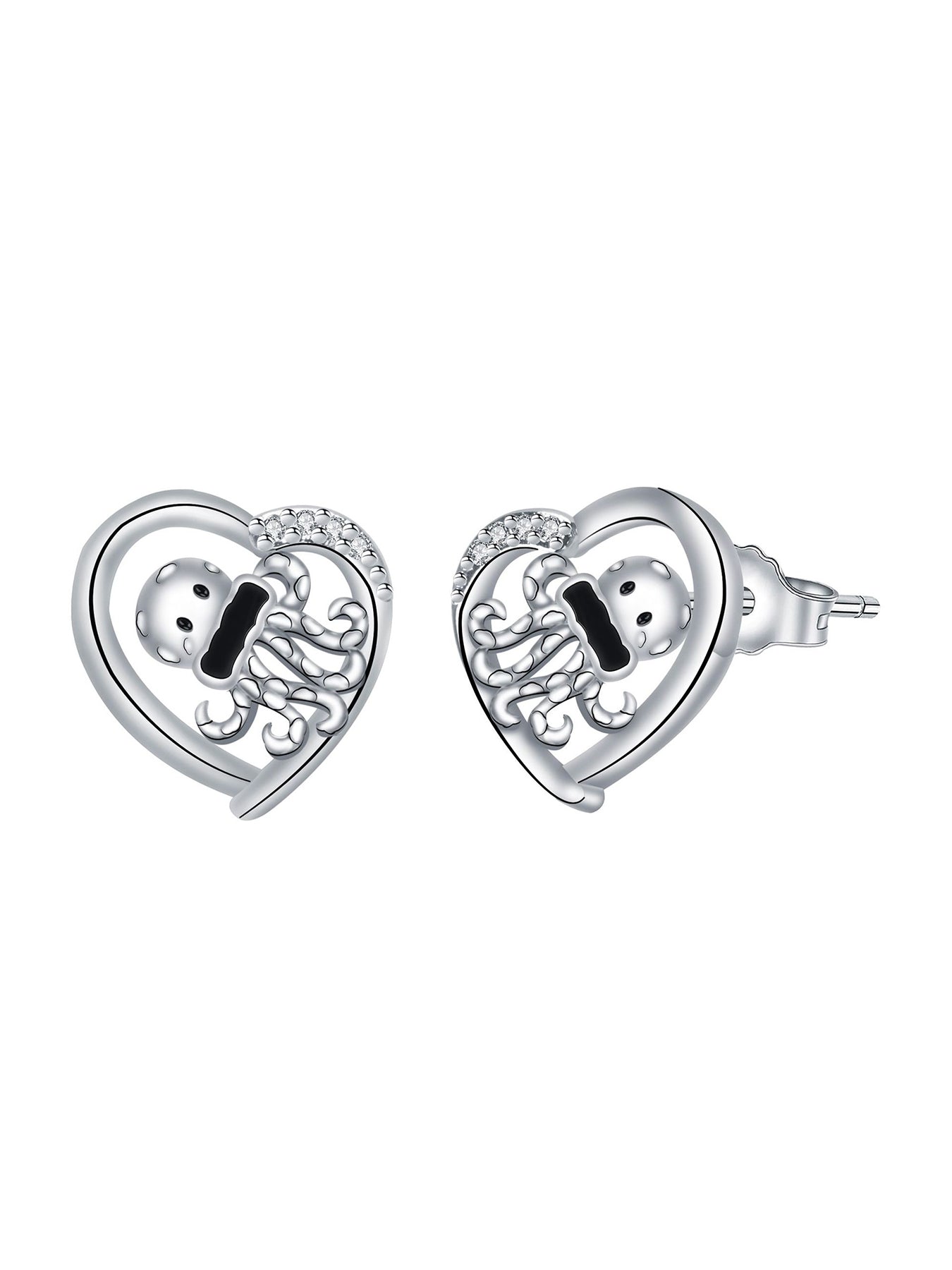 Squidward Design Heart Shaped Earrings, Stud Earrings, Fashion Jewelry for Party, Daily Clothing Decor, Trendy All-match & Exquisite Jewelry for Gift
