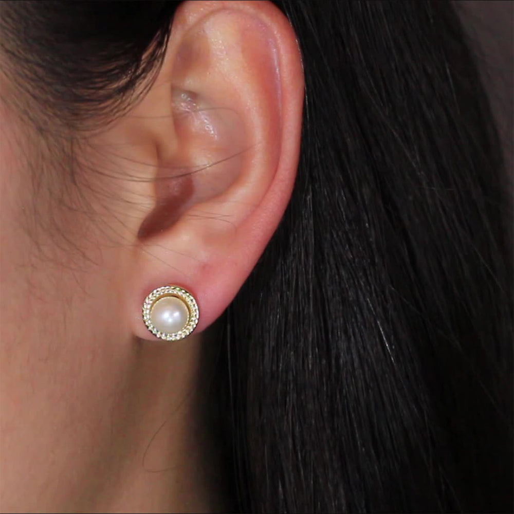 925 Sterling Silver Natural Pearl Earrings Fashion Jewelry Gift for Women Girl