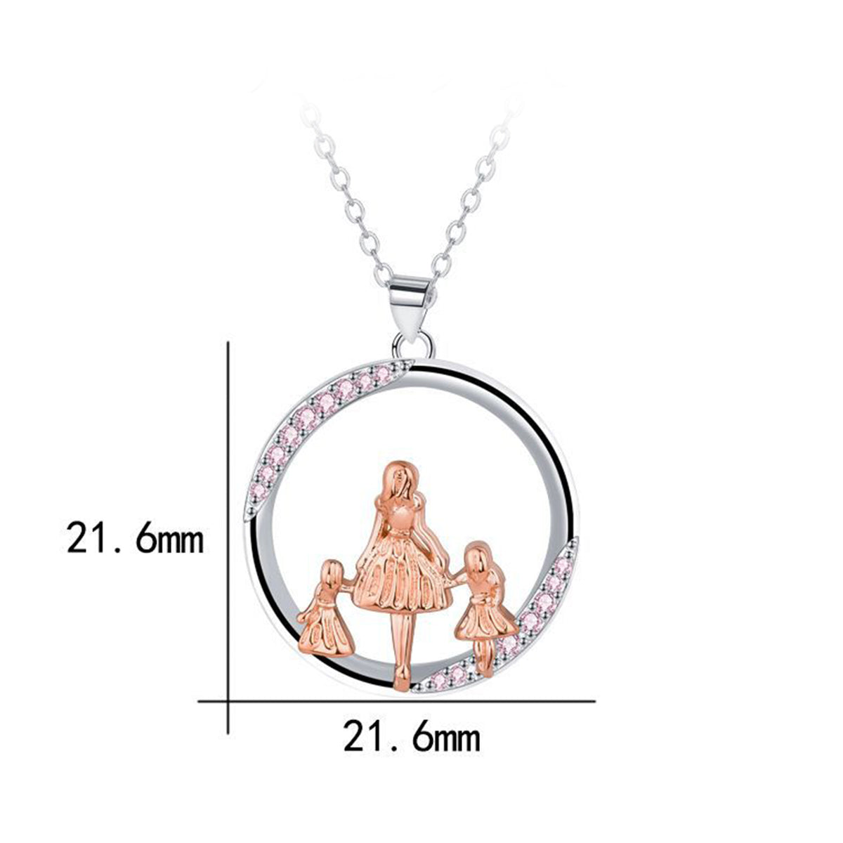 Copper With Silver/Rosgold Plated Round Pendant Necklace