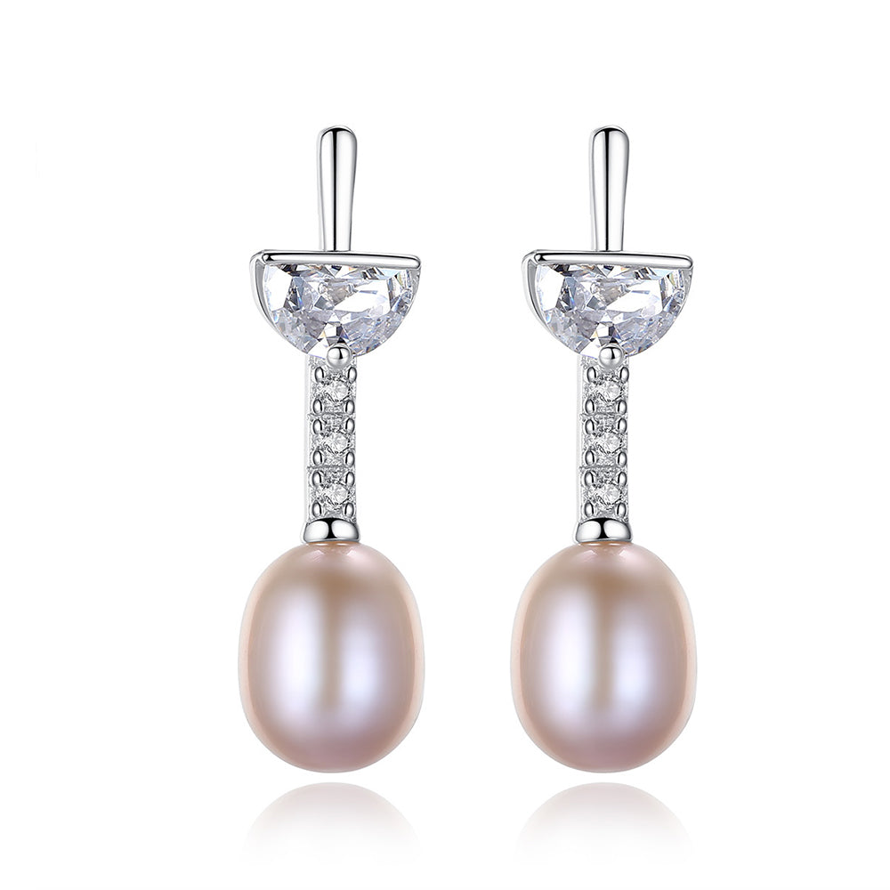 925 Sterling Silver Natural Pearl Drop Earrings Fashion Jewelry Gift for Women Girls