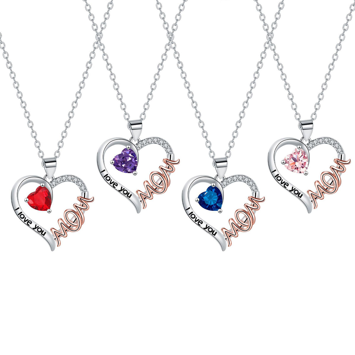 Copper With Silver/Rosegold Plated Heart Pendant Necklace