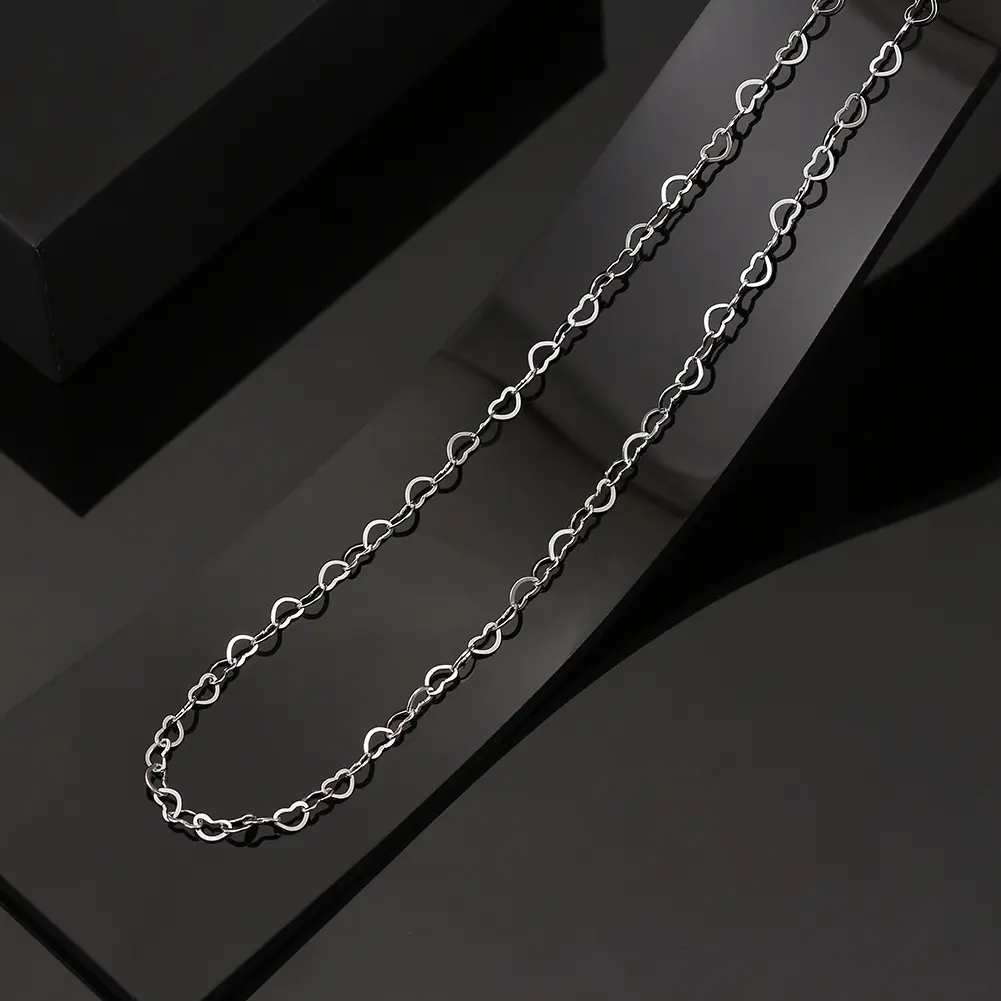 925 Sterling Silver Heart Shaped Link Chain