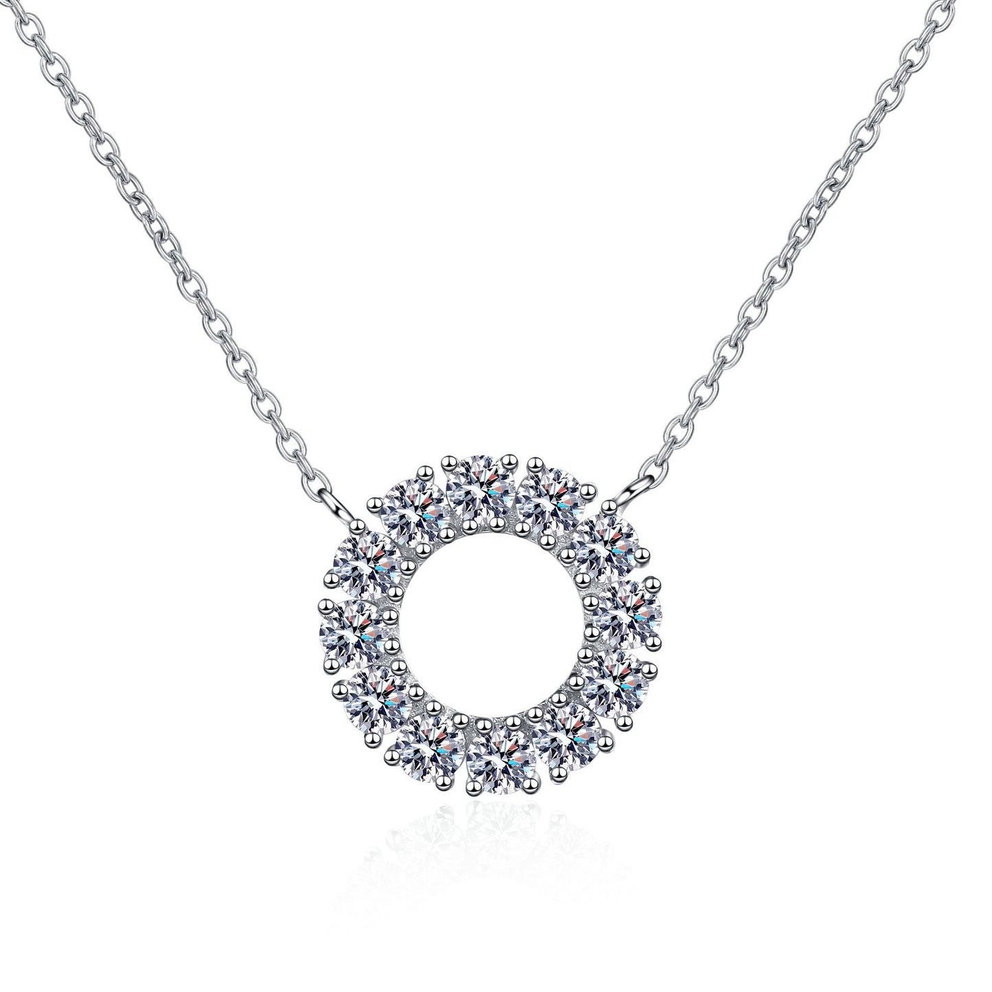925 Sterling Silber Moissanit Kreis Halskette