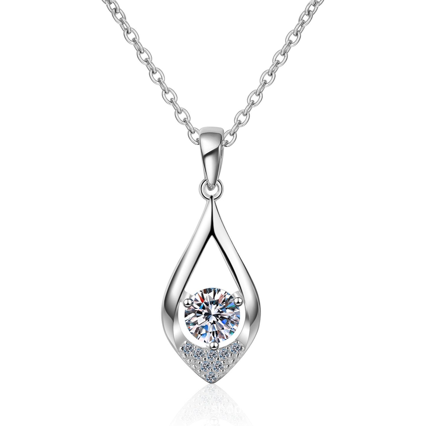 Halskette mit Moissanit-Tropfenanhänger aus 925er Sterlingsilber
