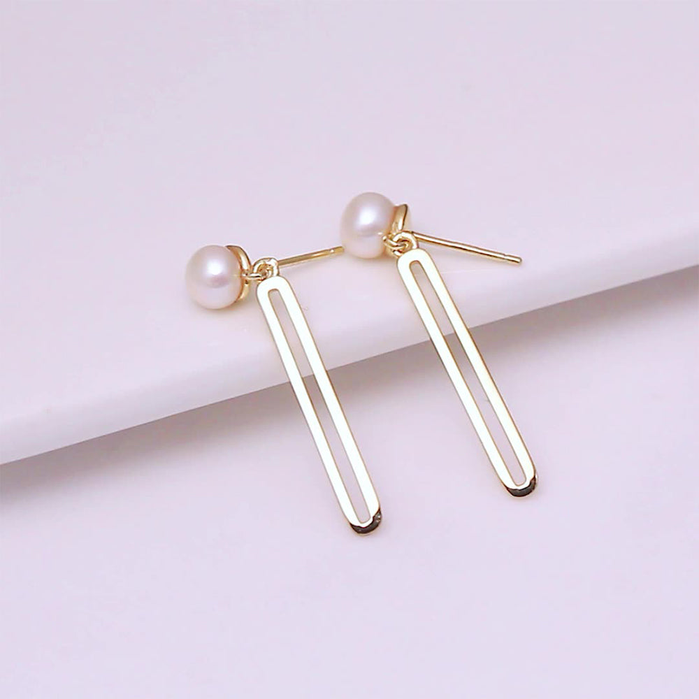 925 Sterling Silver Natural Pearl Earrings Fashion Jewelry Gift for Women Girl