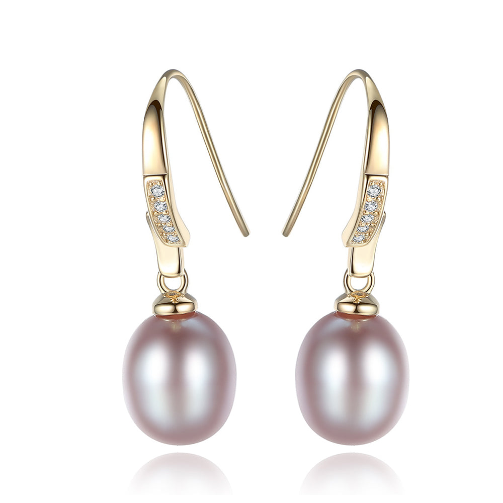 925 Sterling Silver Natural Pearl Drop Earrings Fashion Jewelry Gift for Women Girls