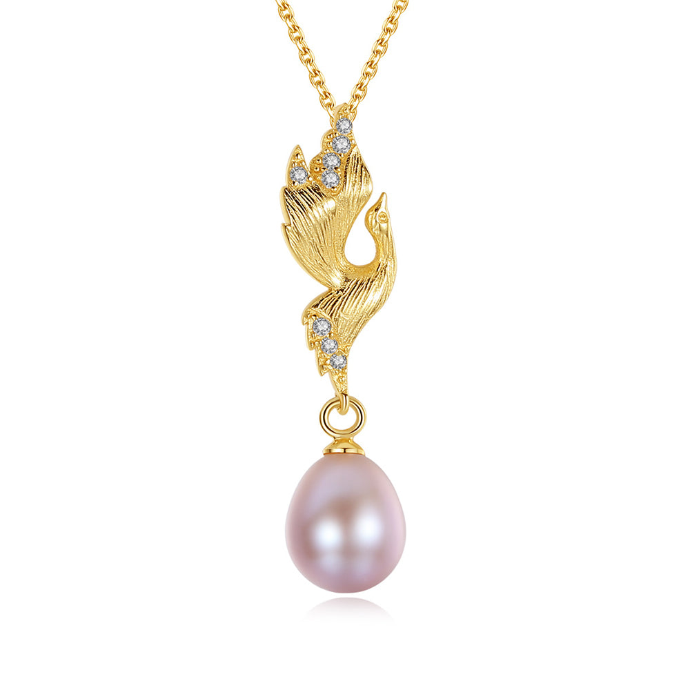 925 Sterling Silver Natural Pearl Drop Necklace Fashion Jewelry Gift for Women Girls