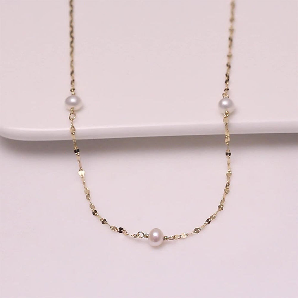 925 Sterling Silver Natural Pearl Necklace Fashion Jewelry Gift for Women Girls